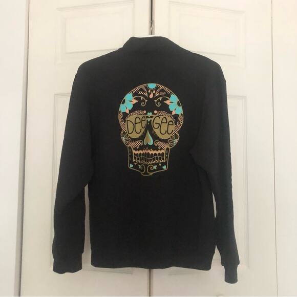 Adam Block Design Delta Gamma Dee Gee Skull Quarter Zip Pullover Size Medium - Picture 6 of 8